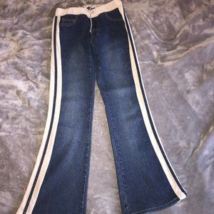 Vintage Drawstring Denim Striped Flare Stretch Jeans Size 7